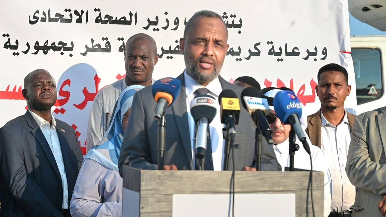 وزير الصحة يتحدث خلال مراسم استلام و توزيع 80 ماكينة غسيل كلى جديدة بدعم من قطر